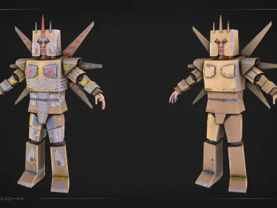 Cardboard Robot Low-poly 3D model