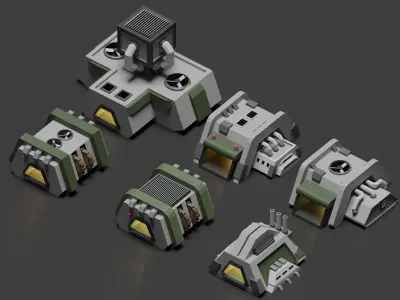 Low Poly Sci-Fi Barracks Low-poly 3D model