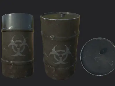 barrel two biohazard barrels 3D model
