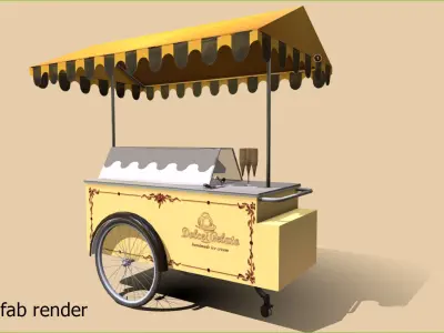 Icecream showcase ISA Carrettino Low-poly 3D model