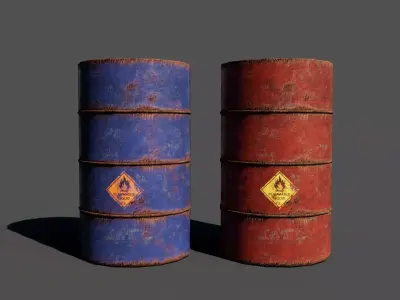 Old Oil Drums Rusty Oily Variants  Free low-poly 3D model