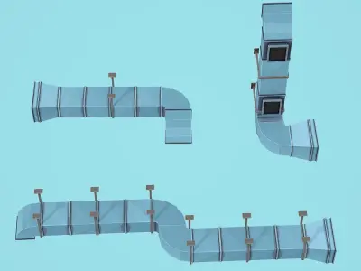 Modular Ventilation - Low Poly Mobile Ready Low-poly 3D model
