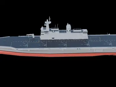 Dokdo-class  ROKS Marado amphibious assault ship Low-poly  3D model