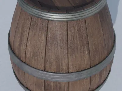 low-poly barrel PBR wooden Free low-poly 3D model