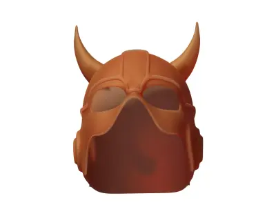 Stylized Devil Horn Helmet - 3D Printable Mask Two Part Design 3D print model