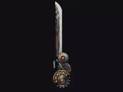 Sword Mechanical Cutting Gear Wheel Dagger Iron Blade Saber Low-poly 3D model