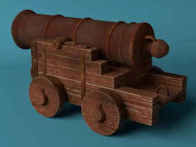 Medieval Cannon Low-poly 3D model 5