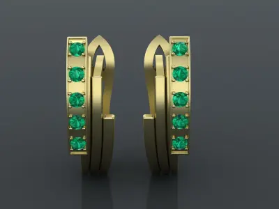 Earrings with track gems for CNC or 3D print model 3D print model
