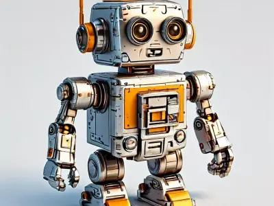 Cute Vintage Robot Game Ready Low-poly 3D model