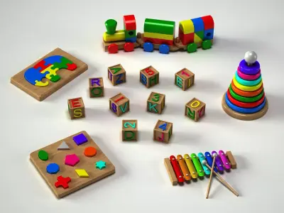 Toys Collection colorful toy stacking tower 3D Model Pack