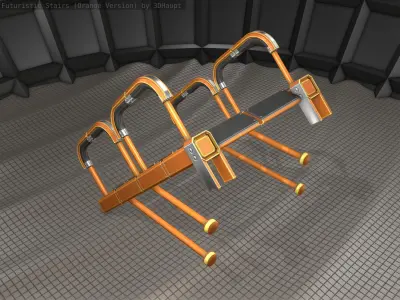 Sci-Fi Stairs - 25 - Orange Version Low-poly 3D model