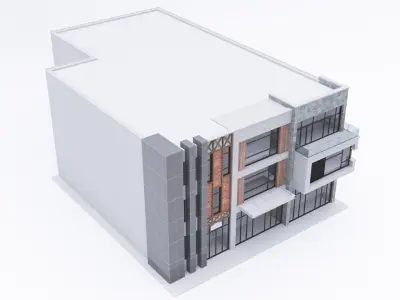 Office Building Low-poly 3D model 2