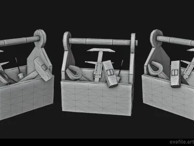 3D toolbox low-poly game-ready prop Low-poly 3D model