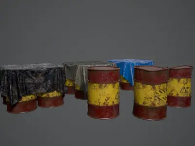 BARRELS OIL Game Ready LowPoly Low-poly 3D model