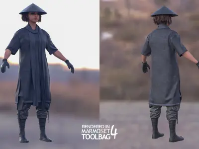 Woman - Warrior Outfit 1 - Modular - Rigged Low-poly 3D model