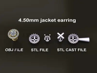 Earring Diamond Jacket Style2 4mm50 3D print model