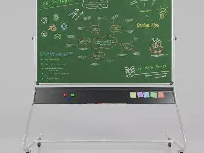 Customizable Double-Sided Metal Greenboard Writing Board Low-poly 3D model
