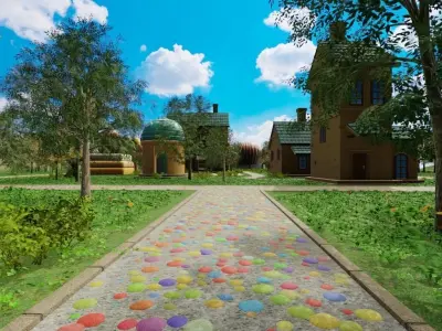 Whimsical Village Scene 3D model purchase