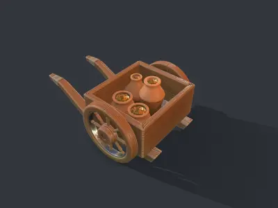 Stylized Wheelbarrow Low-poly 3D model buy