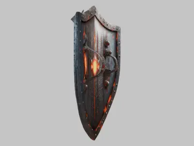 Medieval Armor Dragon SHield Fantasy Steel Low-poly 3D model