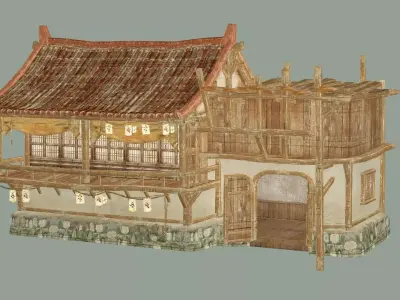 Japan Asian Medieval Hut House 3D Model Low-poly 3D model