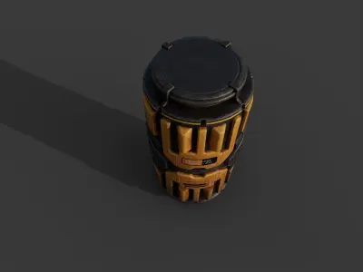 Scifi Industrial Barrel Low-poly 3D model