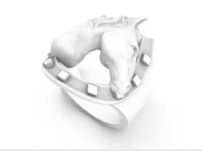 Horse and horse shoe ring 3D model
