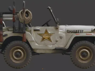 Wild West Sheriff Patrol Jeep Low-poly 3D model
