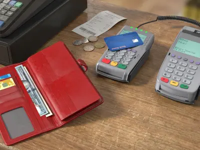  Payment Terminal Set with Credit Card and Wallet 