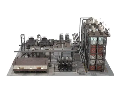 3D Industrial Plant Facility - 51 Objects Clean Quad Modeling 3D model