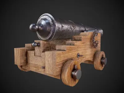 Old historical cannon  Low-poly 3D model