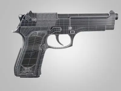 Beretta M9 Low-poly 3D model 3