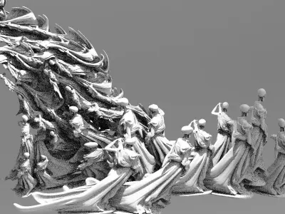 Scull Ghosts Sculptures large 3D model