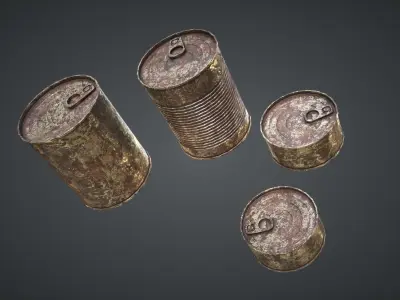 Cans Rust Low-poly 3D model