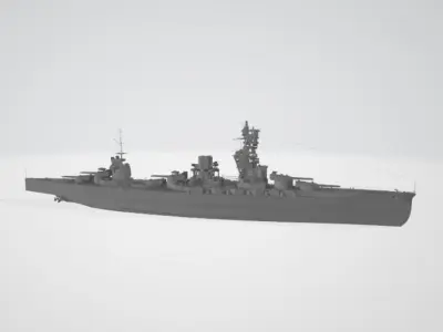 IJN HYUGA BATTLESHIP WARSHIP 3D MODEL 3D model