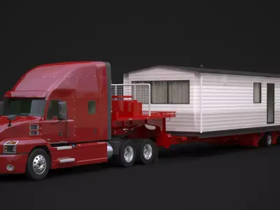 US Semi-Truck and House Trailer 3D model