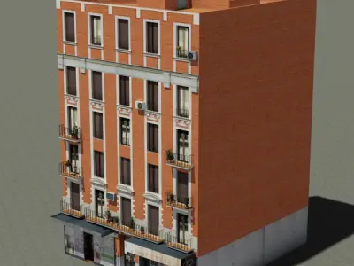 Building with windows and balconies 3D model