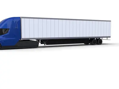 Tesla Truck Blue w trailer 3D model