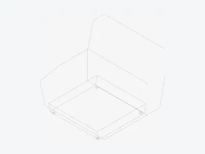 Seating - Contemporary - Blume - Closing - Back - Right Low-poly 3D model