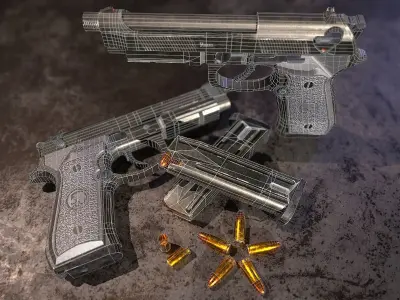 HIE Beretta M9 D180720 Low-poly 3D model