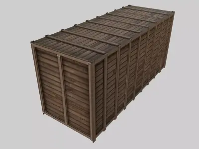 3 Types of Wooden Cargo Crates Low-poly 3D model