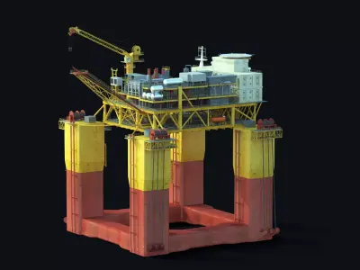 Semi-Submersible Production Rig 3D model