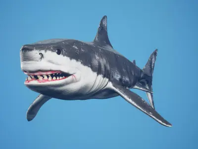 Great White Shark Low-poly 3D model 7
