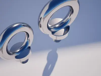 Machine elements Eye bolts DIN 580 M8-M56 C15E Low-poly 3D model