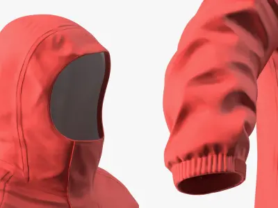Marine Waterproof Hooded Jacket Red 3D model