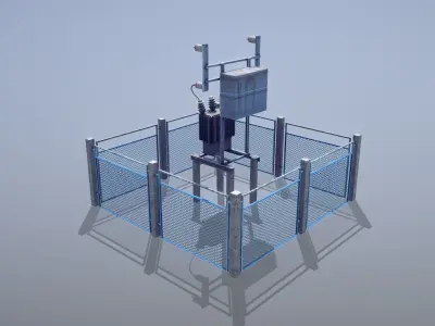 Railway RW Power Station Low-poly 3D model