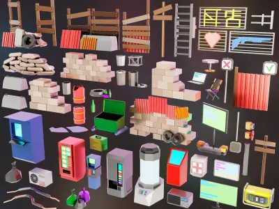 Cyberpunk prop Pack Low poly  Low-poly 3D model