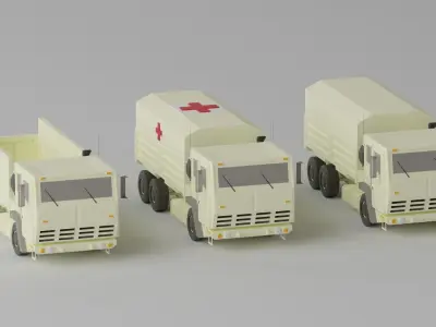 Military FMTV Vehicles  Low-poly 3D model