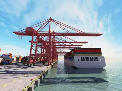 Industrial Port Harbor - Container Terminal  3D model
