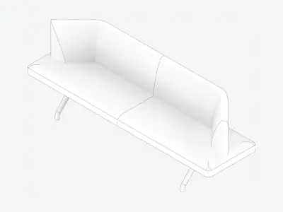 Seat - Bench - Worksmart - Backrest Bent - Double Low-poly 3D model